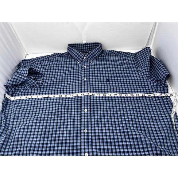 Ralph Lauren Men's Short Sleeve Blue Plaid Blake 100% Cotton Pre-Owned - Picture 6 of 8